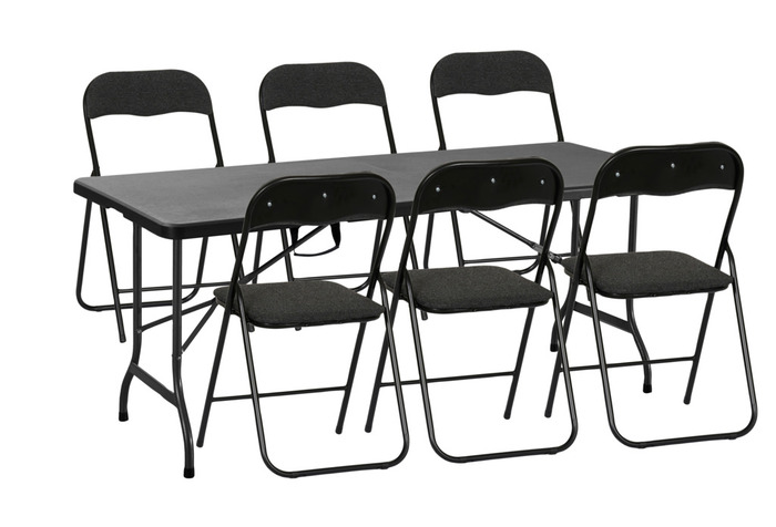 Sammenleggbart bord metall/plast 180 x 75 cm svart